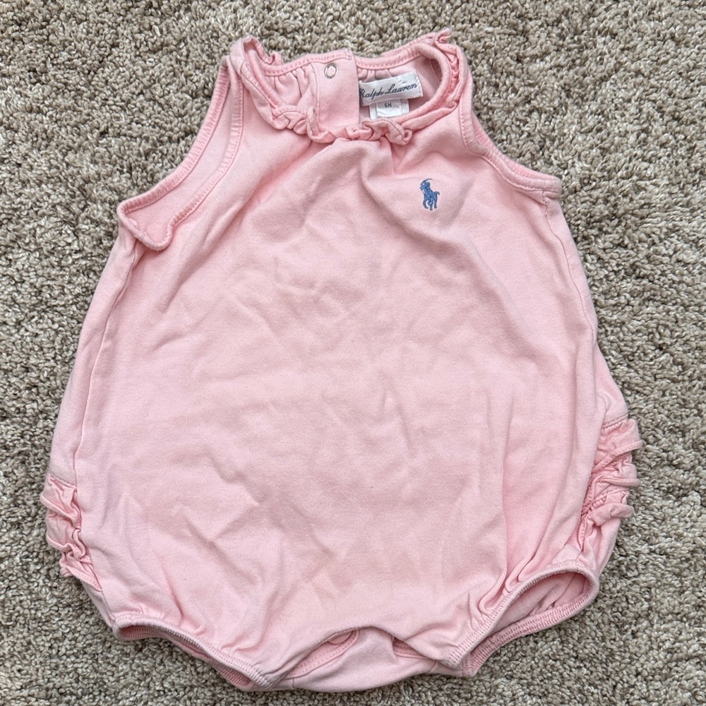 Ralph Lauren Pink Baby Ruffle Bum Jumper | Ralph Lauren Babu Girl Outfit size 6M